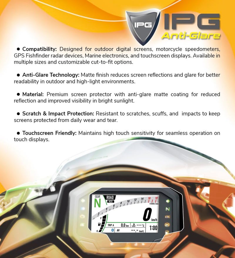 IPG Anti-Glare for HONDA 2017-2019 CBR600RR - CBR1000RR Fireblade/SP SC77 DashBoard Matte Finish Screen Protector Film Ultra Responsive Clarity Anti Scratch, Perfect for Outdoor Use for CBR600RR-AG - Image 3